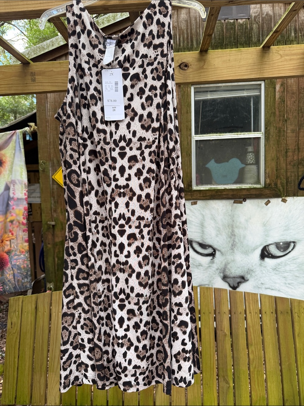 MSK Leopard Print Sleeveless Dress in Beige and Brown NWT size 2X reversible